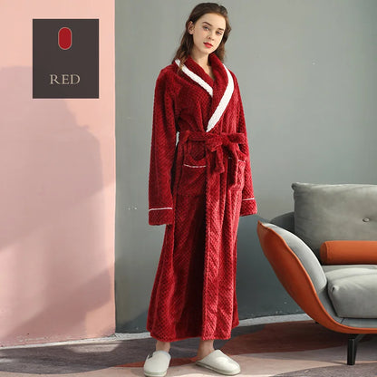 Autumn Winter Warm Coral Velvet Bathrobe