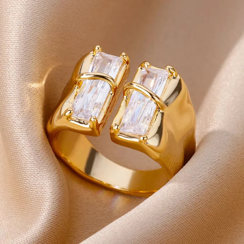 Gold Plated Crystal Ring