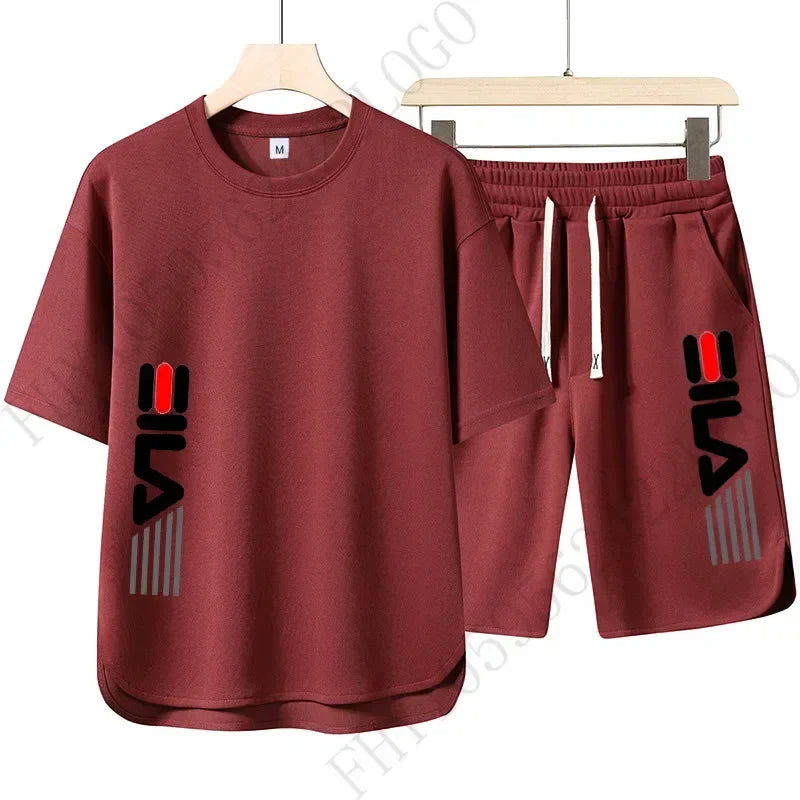 Men’s Summer Printed T-Shirt and Shorts Two-Piece Set