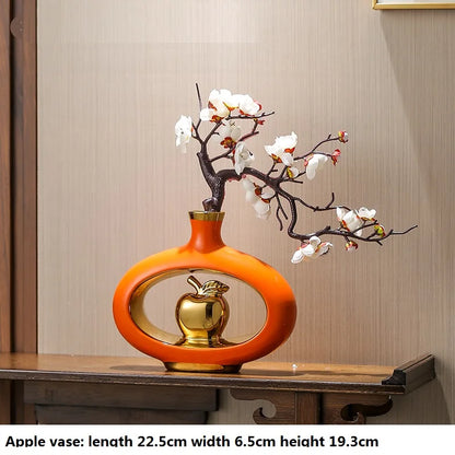 Chinese Style Ceramic Vase with Wooden Frame