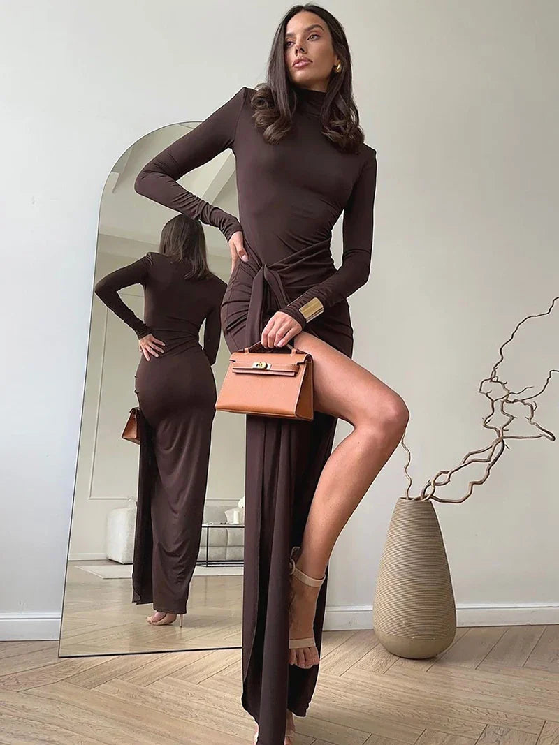 Long Sleeve Draped Maxi