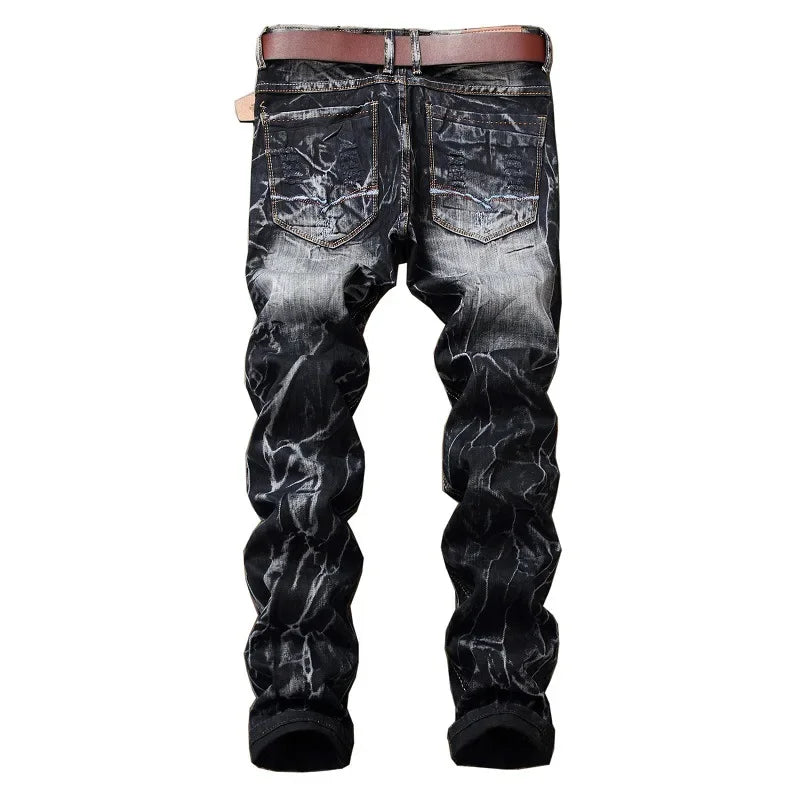 Men Patchwork Ripped Jeans