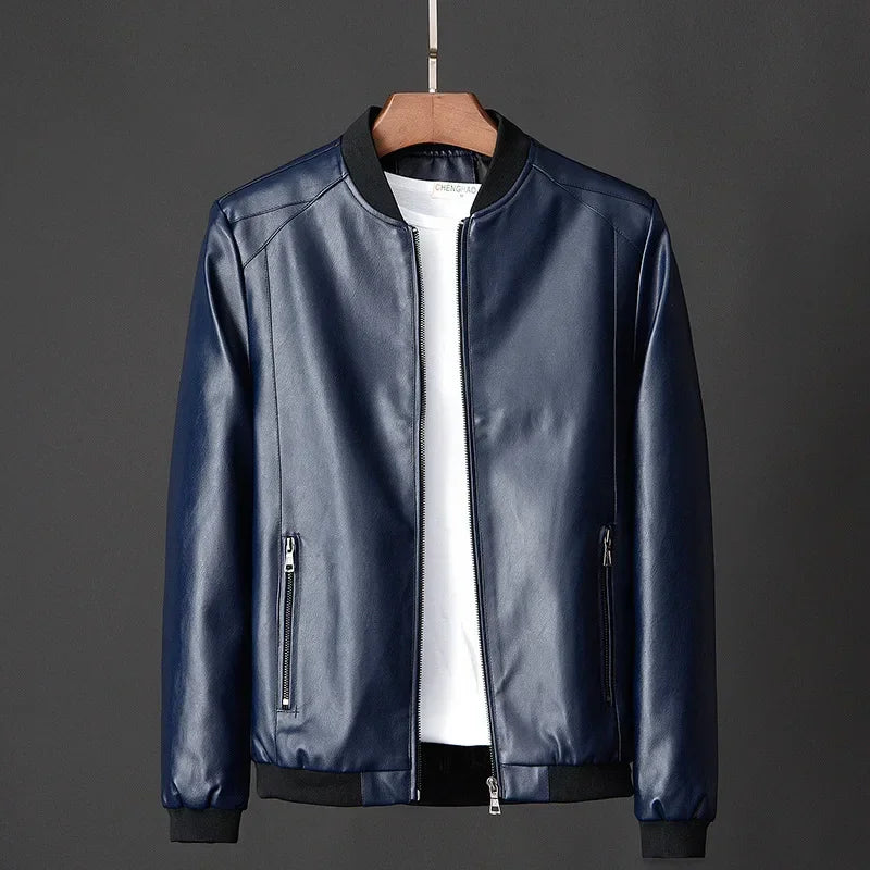 Men’s Black PU Leather Biker Jacket