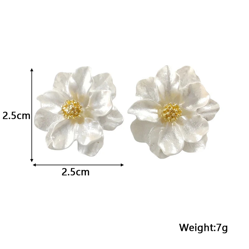 White Flower Stud Earrings