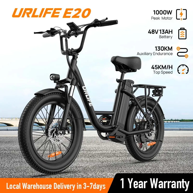 1000W E20 Electric Bike – 48V 13Ah Removable Battery