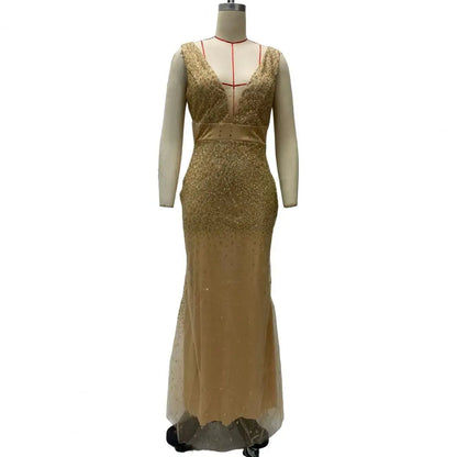 Sequin Mesh Evening Party Dress