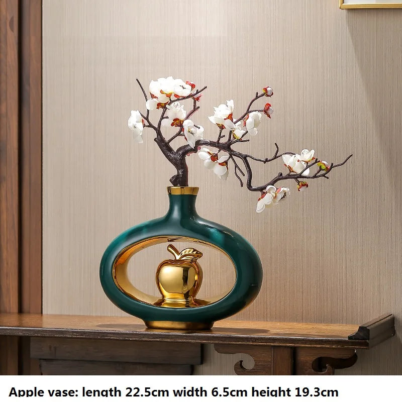 Chinese Style Ceramic Vase with Wooden Frame