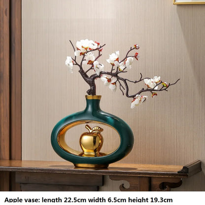 Chinese Style Ceramic Vase with Wooden Frame