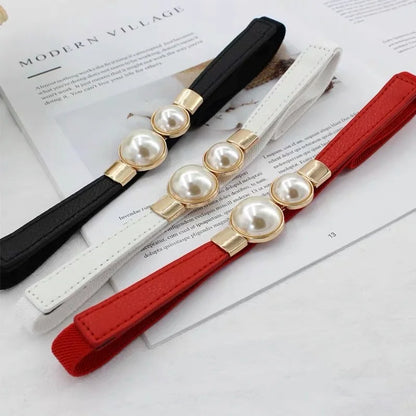 Elegant double pearls belt