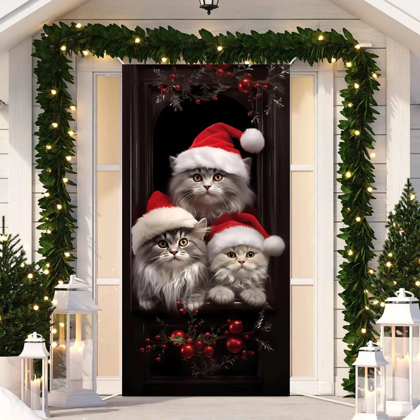 Cute Animals Christmas Door Cover