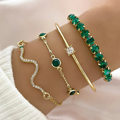 Green Gemstone Bangle Set
