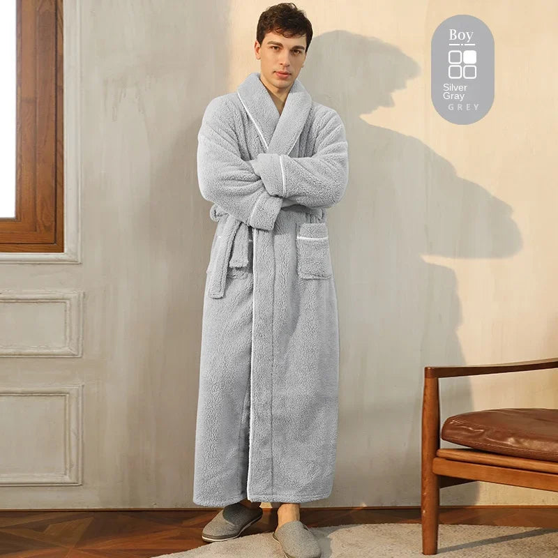 Autumn Winter Thick Cotton Flannel Bathrobe
