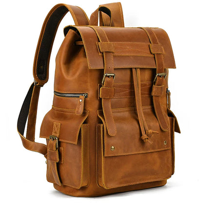 Men’s Retro Leather Travel Backpack