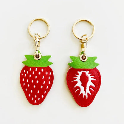 Fruit Shape Leather AirTag Keychain
