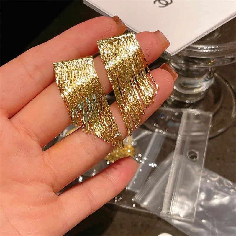 Elegant Gold Tassel Earrings