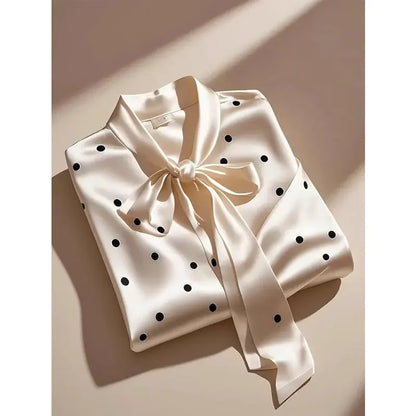 Elegant Satin Polka Blouse