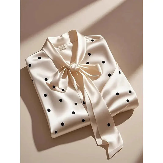 Elegant Satin Polka Blouse
