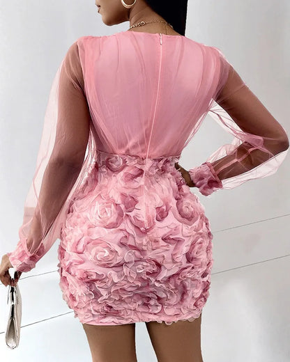 Sheer Floral Party Dress