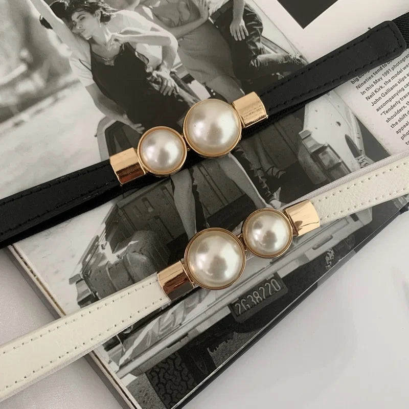 Elegant double pearls belt
