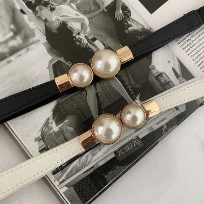 Elegant double pearls belt