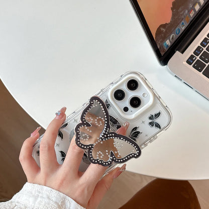 Cute Butterfly GripTok Phone Case with Mirror Stand