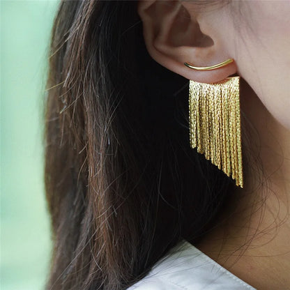 Elegant Gold Tassel Earrings
