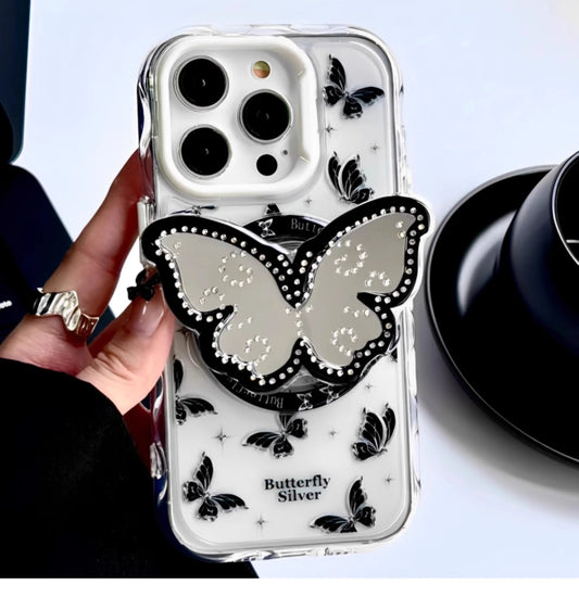 Cute Butterfly GripTok Phone Case with Mirror Stand