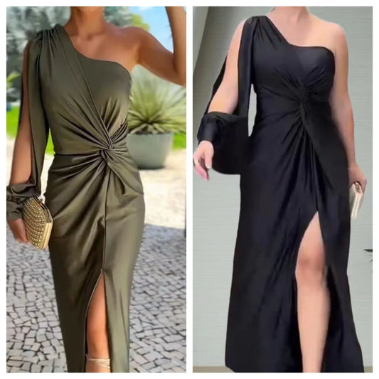 Elegant Pleated Slim Dress