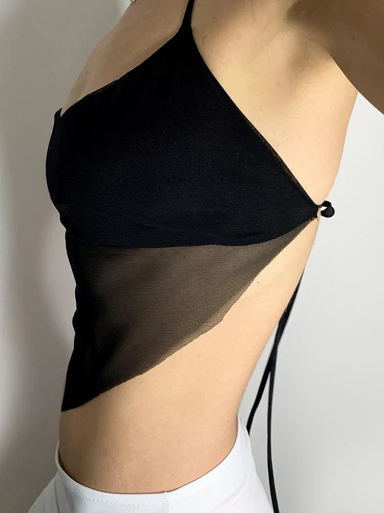 Lace-Up Summer Midriff Top