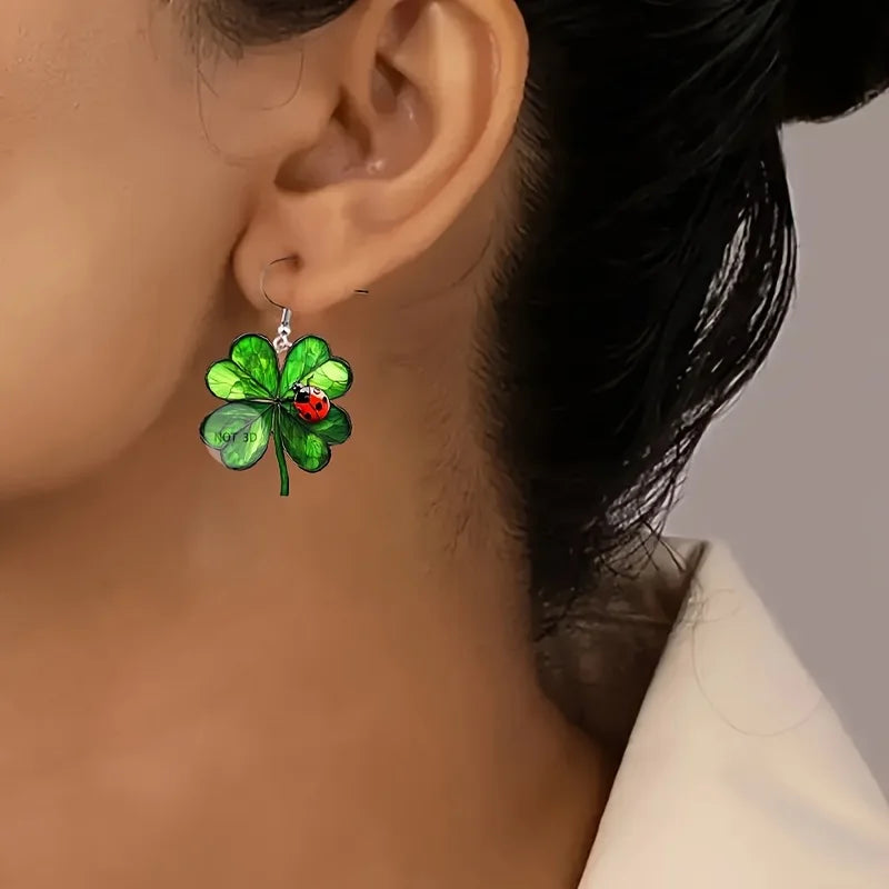 Ladybug Clover Party Earrings