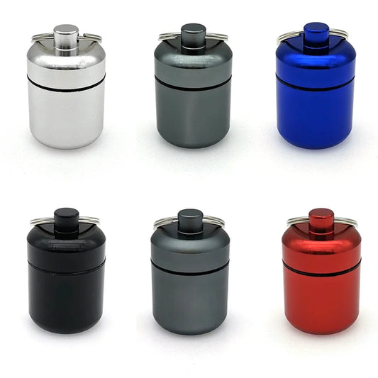 Mini Aluminum Pill Case with Keychain