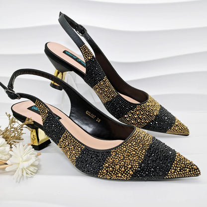 Italian Elegance: Sky Blue Rhinestone Satin Heels