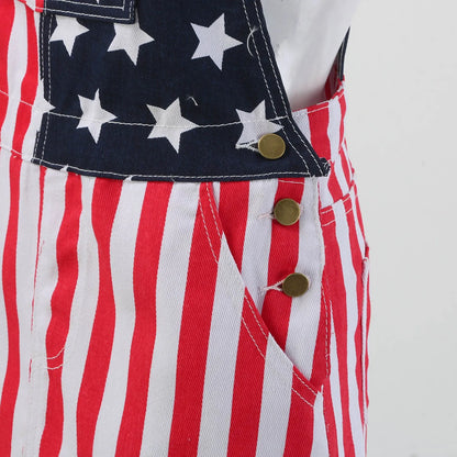 Women American Flag Stripes Romper