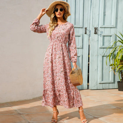 Floral Bohemian Chiffon Maxi Dress