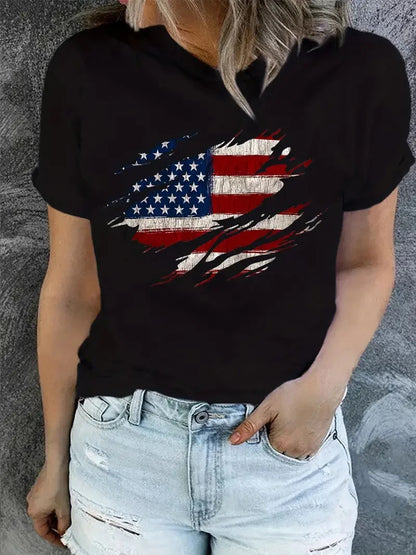 American Flag Print T-Shirt