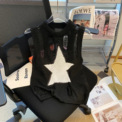 Sleeveless Hollow Knit Tank