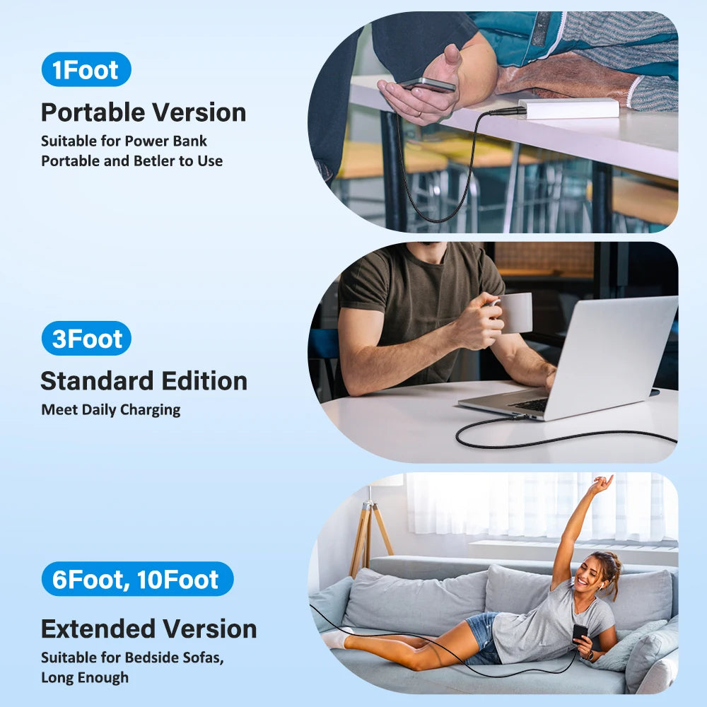 100W USB-C to USB-C Fast Charging Cable with 180° Rotating Connector
