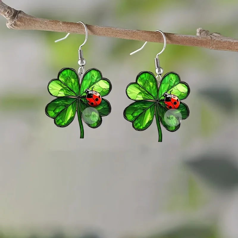 Ladybug Clover Party Earrings
