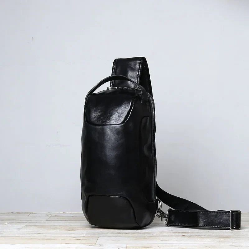 Men’s Retro Leather Crossbody Chest Bag