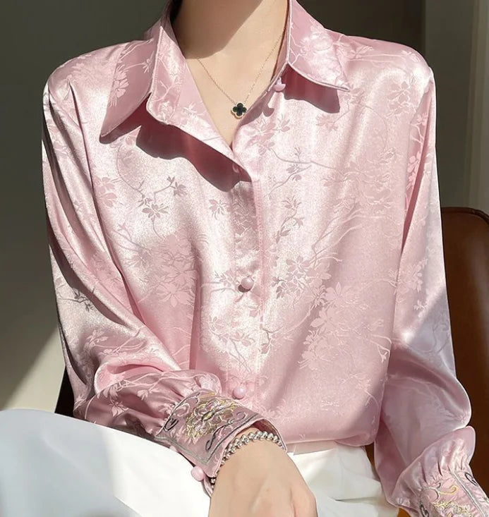 Elegant Satin Cinched Blouse