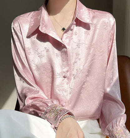 Elegant Satin Cinched Blouse