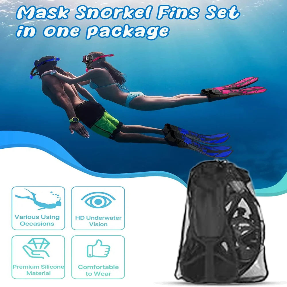 Adult Mask Fins Snorkel Set