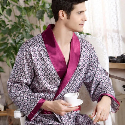 Geometric Print Men Bathrobe