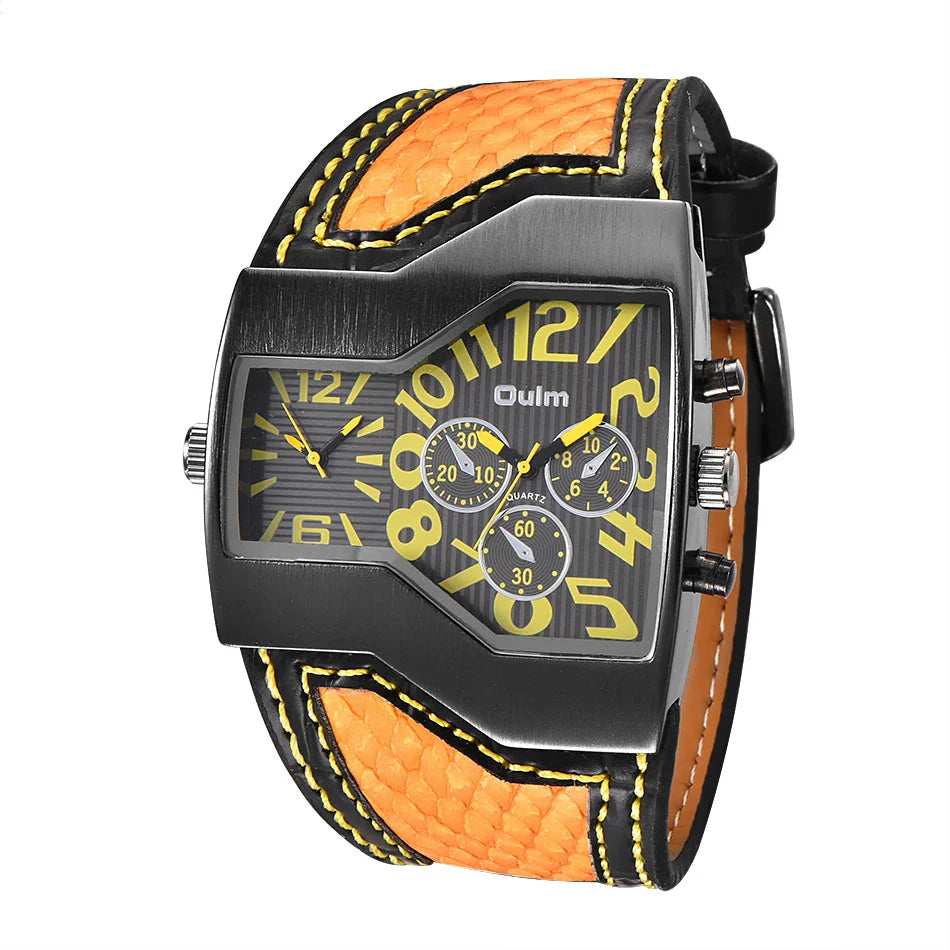 Oulm 1220 Men’s Two Time Zone Big Size Quartz Sport Watch