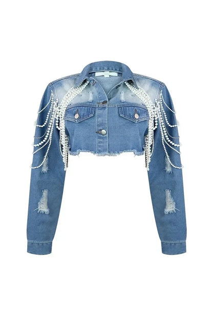Pearls Tassel Denim Jacket & Pant