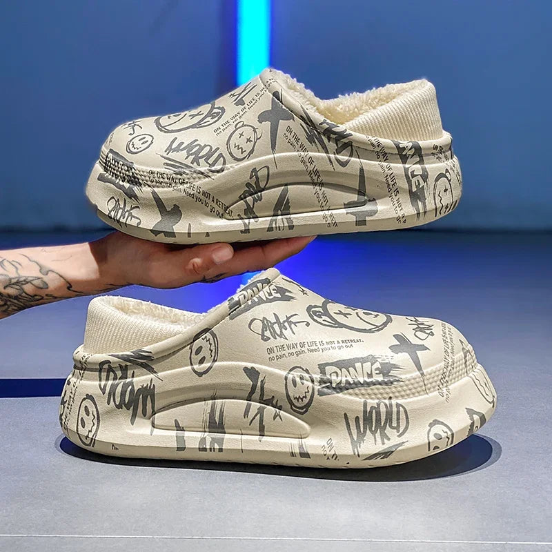 Men’s Warm Waterproof Non-Slip Cotton Slippers