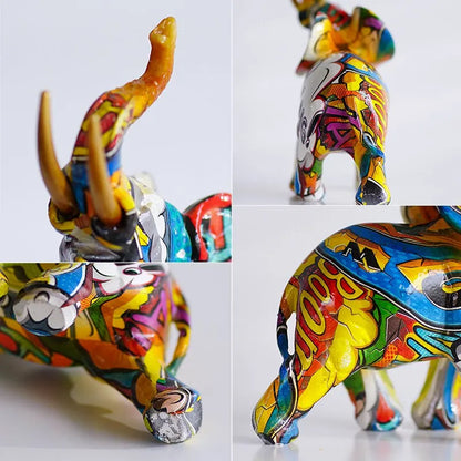 Colorful Resin Elephant Figurine