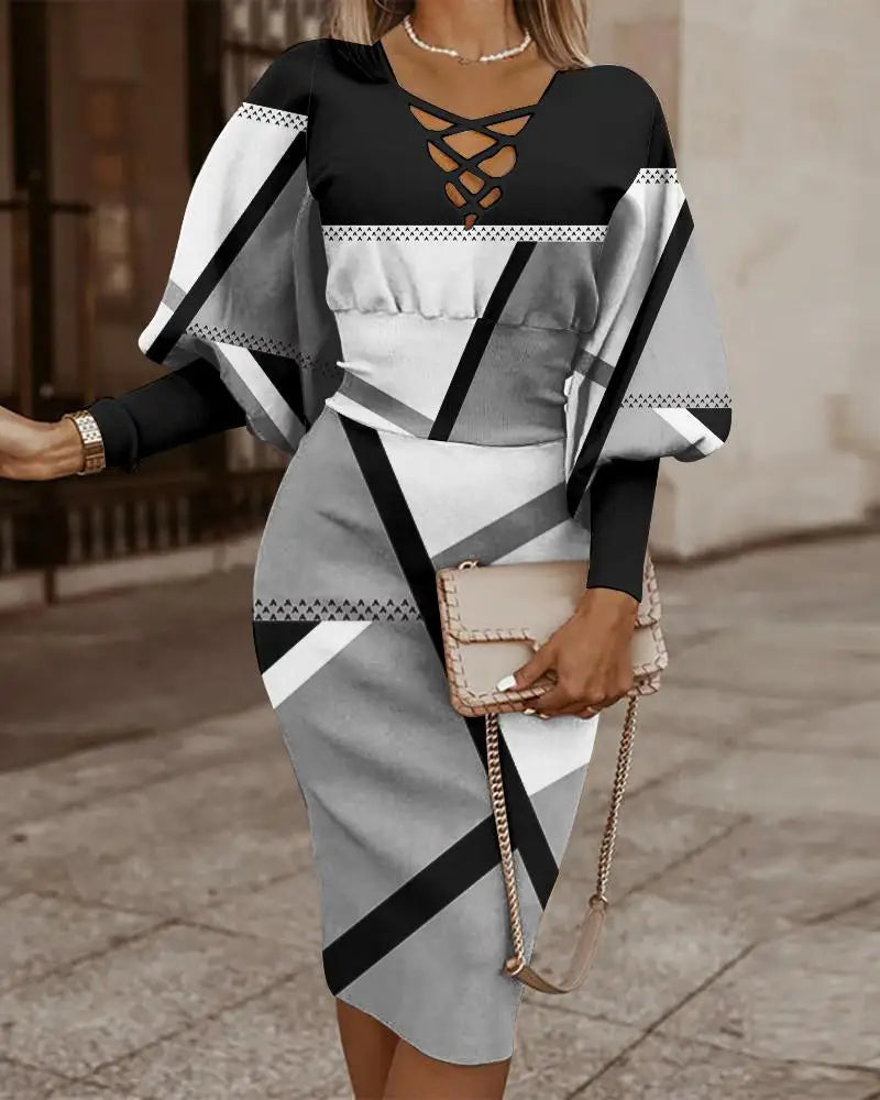 Elegant V-Neck Waist Dress