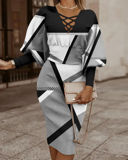 Elegant V-Neck Waist Dress