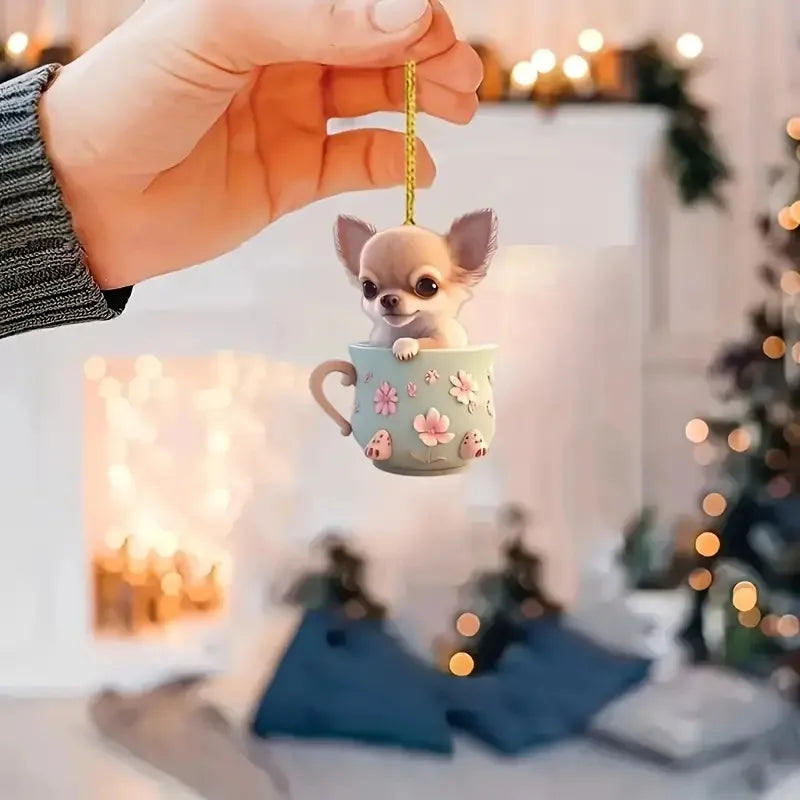 Cute Teacup Puppy Keychain